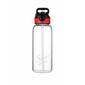 Garrafa de água esportiva com tampa de vidro de borosilicato de 1000 ml com luva Garrafas de suco de vidro reutilizáveis